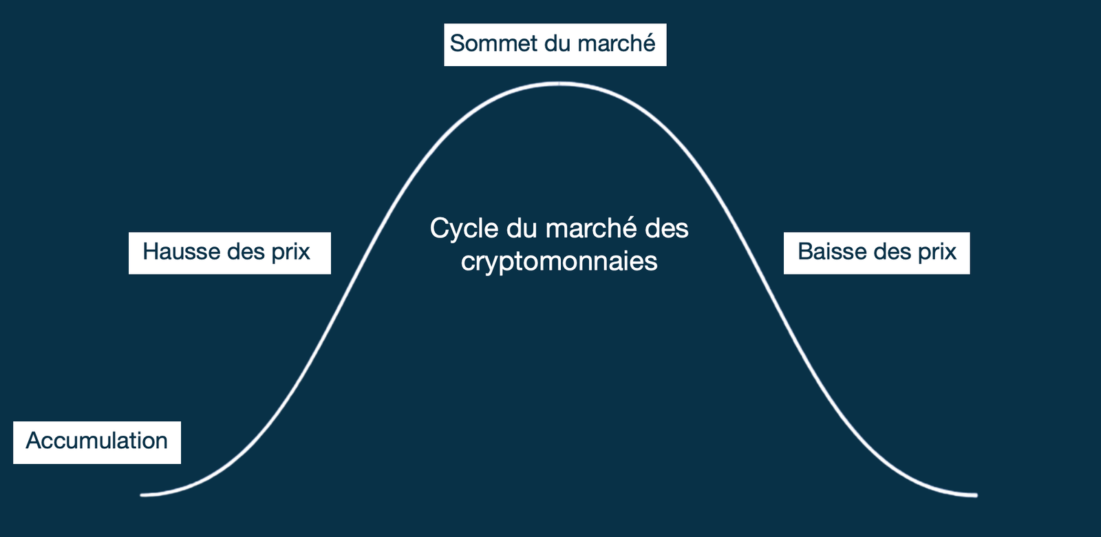 Illustration représentant les différentes phases du cycle des cryptomonnaies
